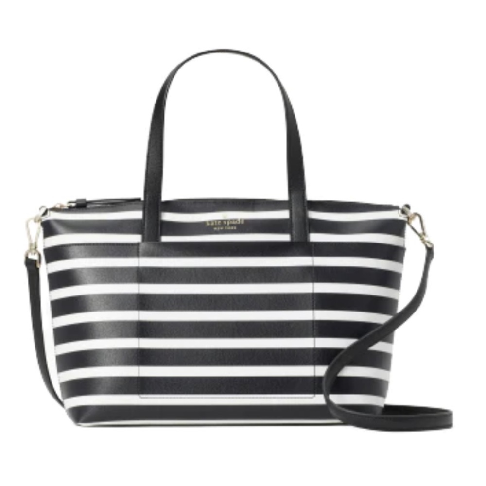 Kate Spade Black and White Striped Satchel